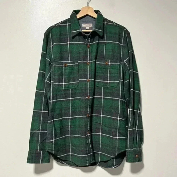 J.Crew Wallace & Barnes Men’s Green Plaid Flannel Shirt, 100% Cotton, Sz Medium - Picture 2 of 14